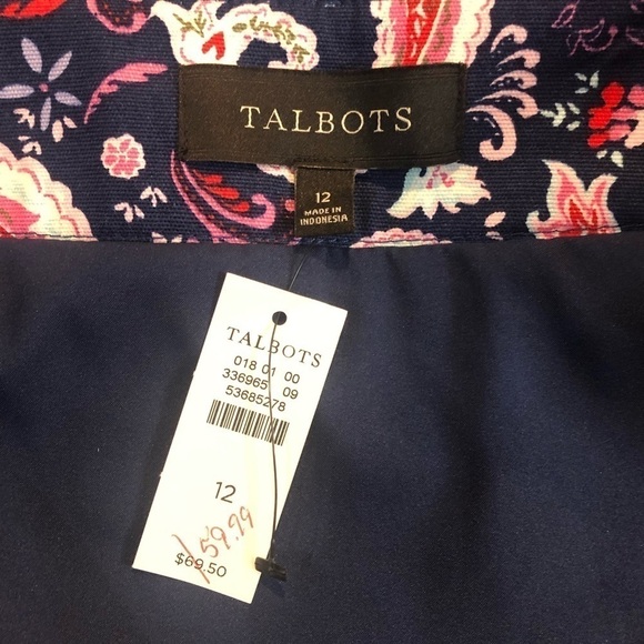 Talbots NWT Paisley Watercolor Canvas A-Line Skirt Size 12 - Picture 8 of 8